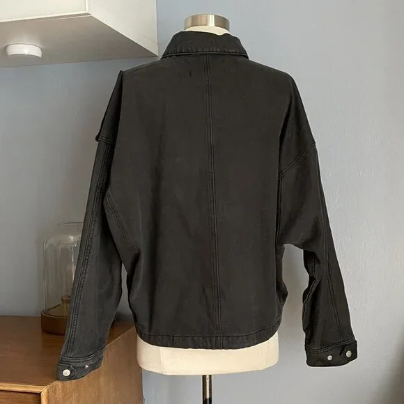 Neon Blonde High Flyer Oversized Denim Jacket Washed Black - Picture 7 of 10